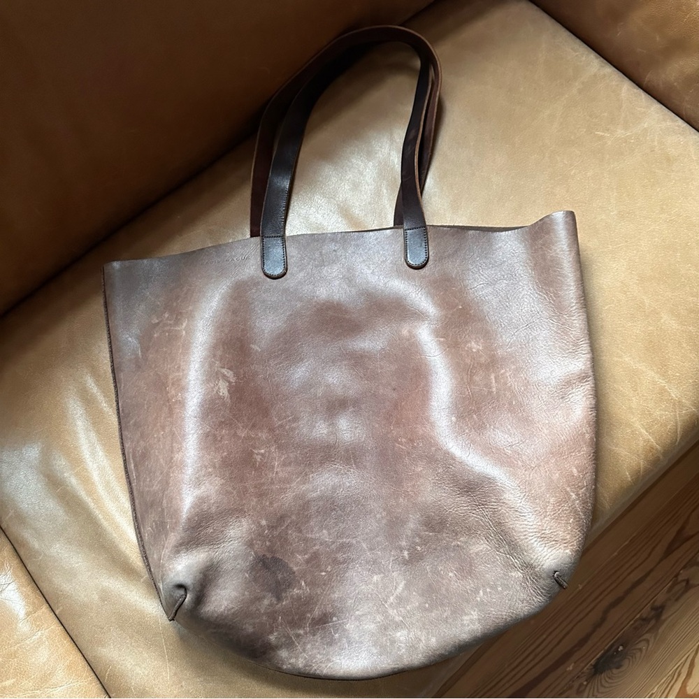 Basil Racuk amazing brown leather tote work bag laptop travel roomy unisex - Picture 4 of 14